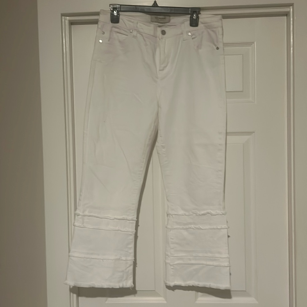 Liverpool white ankle cropped jeans with leg detail